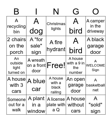 Neighborhood Scavenger Hunt Bingo Card