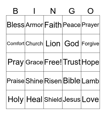 Bible Bingo Card