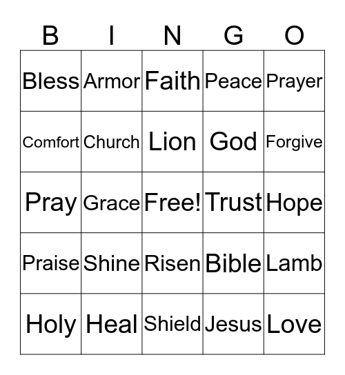 Bible Bingo Card