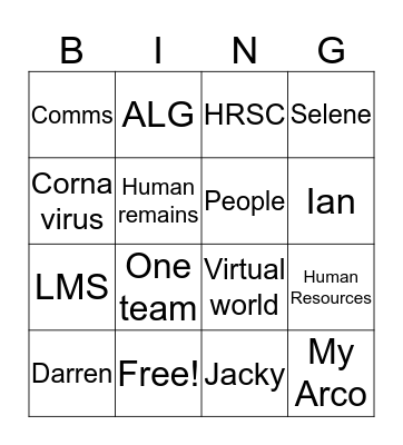 One Team Bingo Card