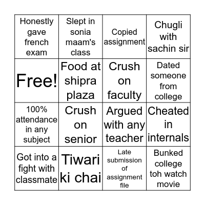 Have you ever IMS version Bingo Card