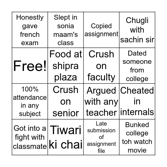 Have you ever IMS version Bingo Card