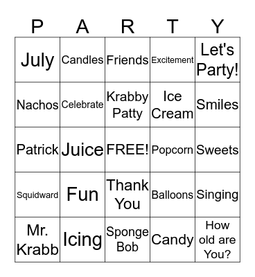 Happy Birthday Bingo Card