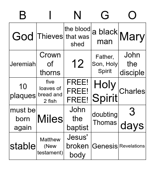 Jesus the Son of God Bingo Card