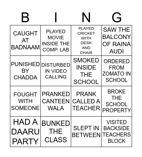 THE LIFE OF APS DK! Bingo Card