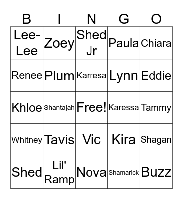 Family Bingo Card