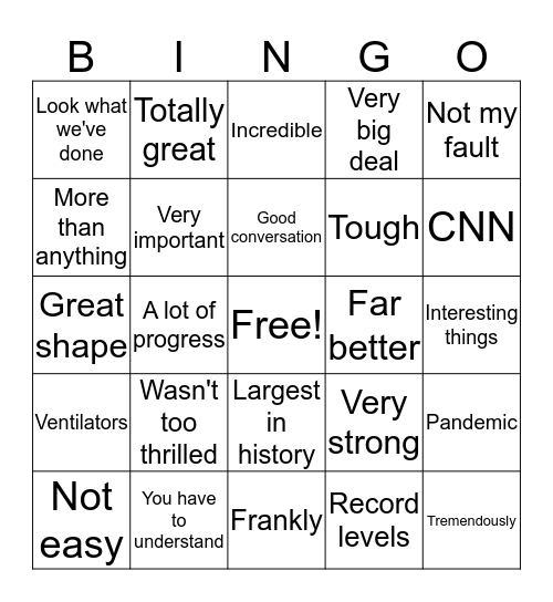 Trump Buzzword Bingo #1 Bingo Card