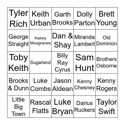 Country Bingo Card