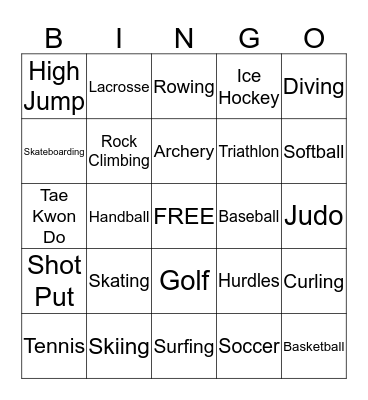 Sports Bingo Card