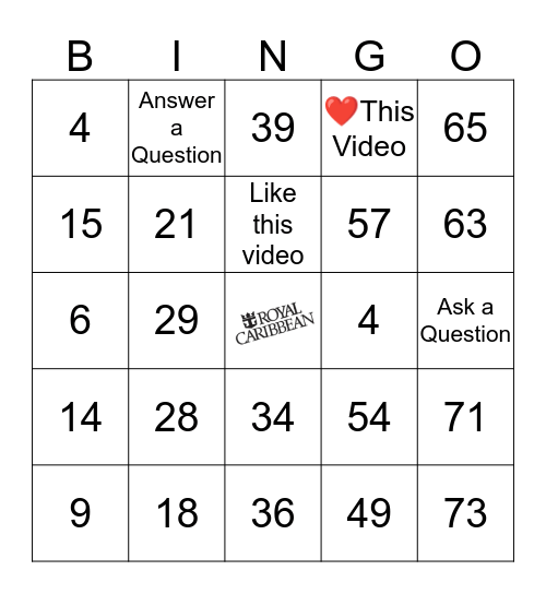 Number Bingo 1-75 Bingo Card