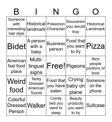 Seoul Trip Bingo  Bingo Card