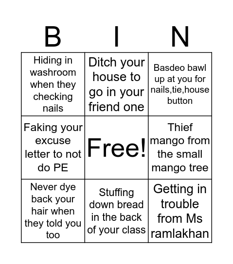 SGHC BINGO Card