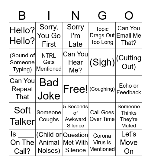 TeleConference Bingo Card