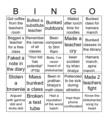 Shikshantar School  Bingo Card