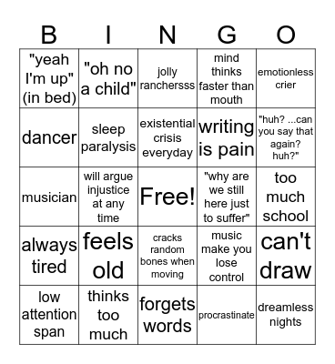 Presh Culture Bingo Card