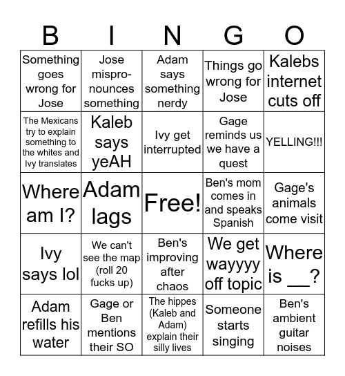 Queef Dungeon Bingo Card