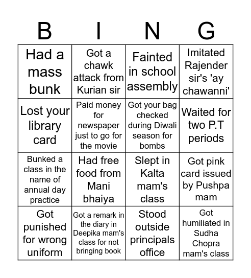 SPS BINGO Card