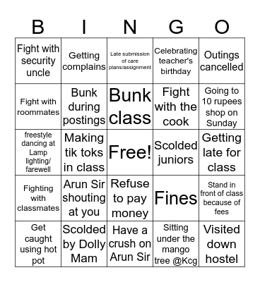 SARVODAYA Bingo Card