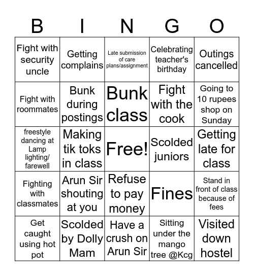 SARVODAYA Bingo Card