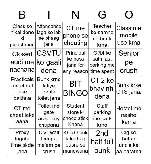 Untitled Bingo Card
