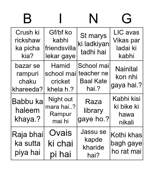 Rampurwasio Bingo Card