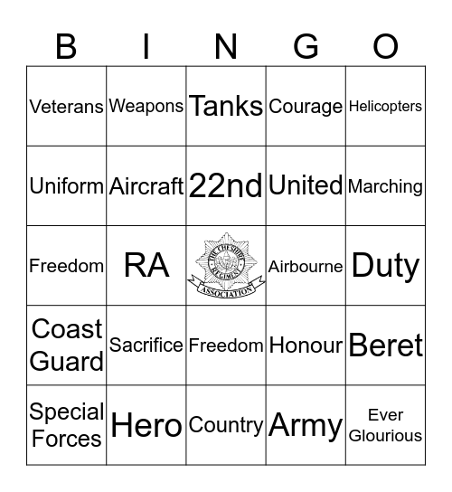 An All For Fun Presentations   Military Bingo Card
