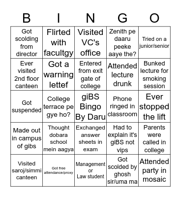 giBS Bingo Card