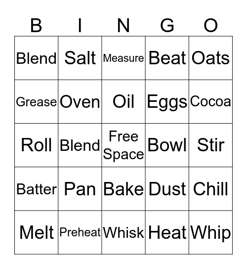 All For Fun Presentations:              BAKING Bingo Card
