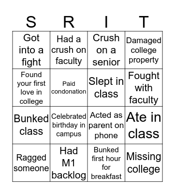 SRIT bingo Card