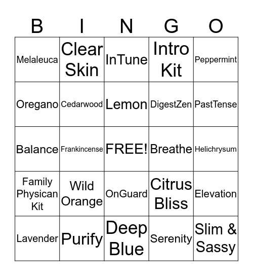 doTERRA Bingo Card