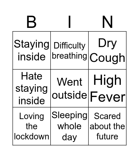 Corona Bingo Card