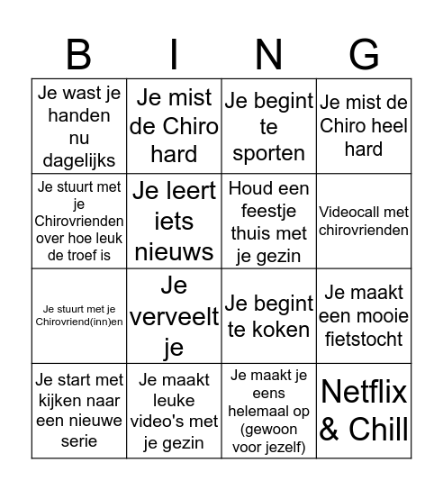 Chiro Bodegem Bingo Card