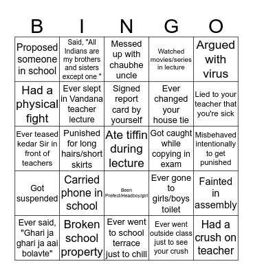 T. S. E. H. S Bingo Card