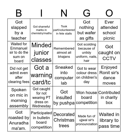 MREC Bingo Card