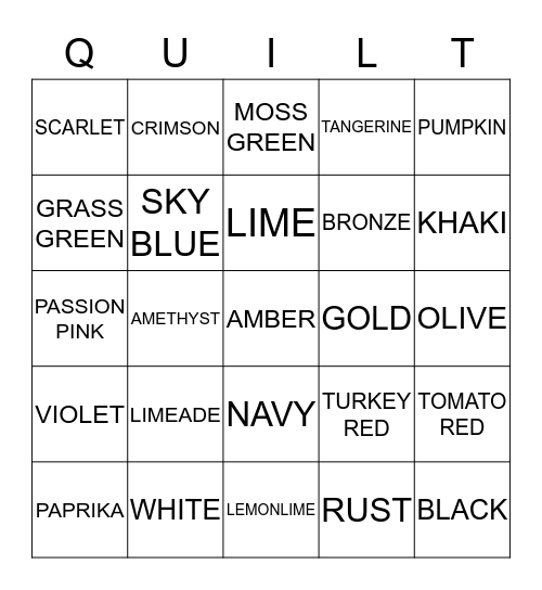 QUILT BINGO Card