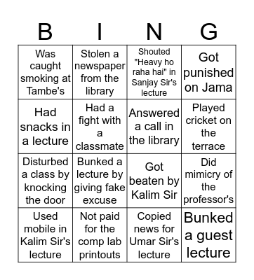 RIMSR BINGO CARD Bingo Card