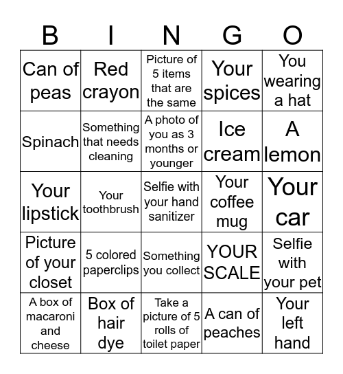 Isolation Bingo Card