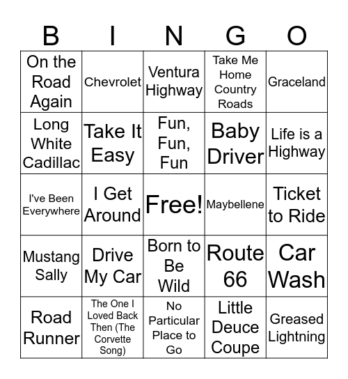 Indy 500 Bingo Card
