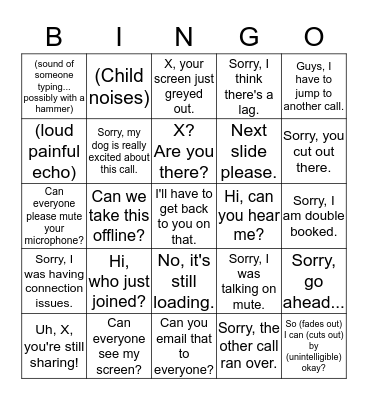 Conference Call Bingo Card