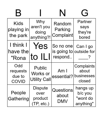 COVID-19 Bingo Card