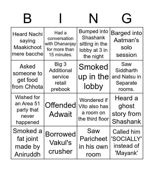 Area 51 Mad Angle Bingo Card