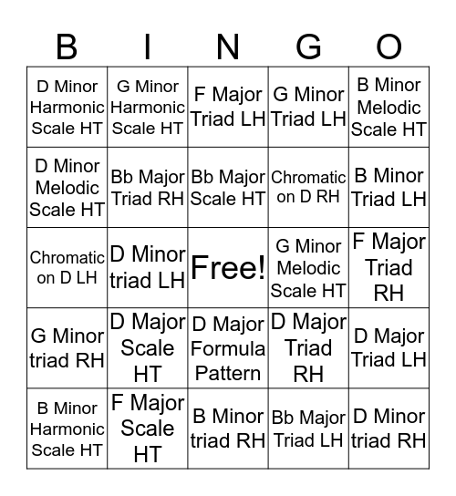 Grade 3 Technical Requirements Bingo Card