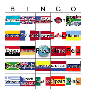 Around the World Bingo Card
