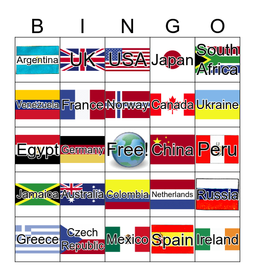 Around the World Bingo Card