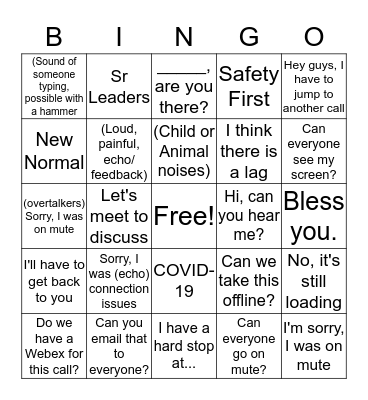 Conference Call Bingo Card