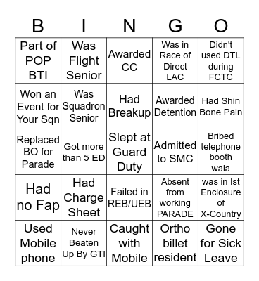 AC(U/T) TRAINING BINGO  Bingo Card
