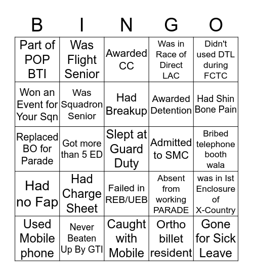AC(U/T) TRAINING BINGO  Bingo Card