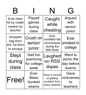 JBC Geology Bingo Card