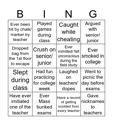 JBC Geology Bingo Card