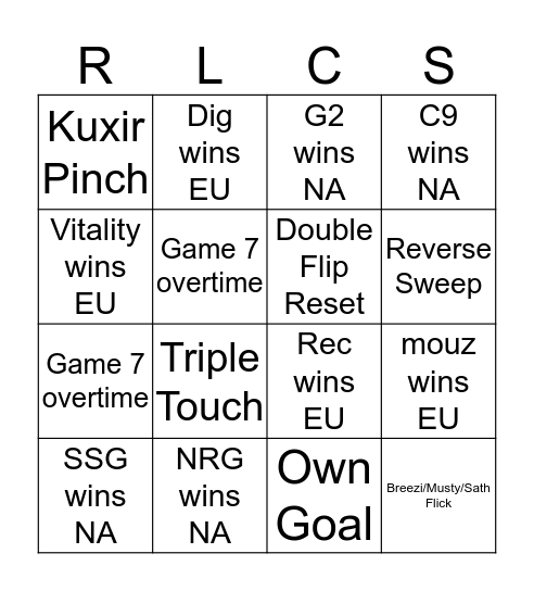 RLCS Bingo Card